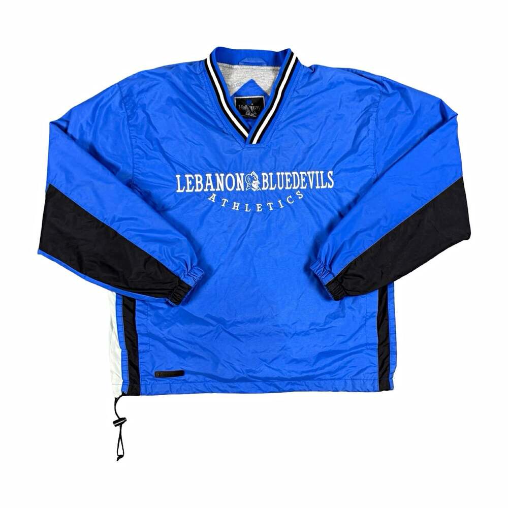 Vintage Lebanon Blue Devils Athletics Pullover V-Neck Windbreaker Jacket S